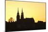 Silhouette of the Cathedral at Sunset, Grossbasel, Basel, Canton Basel Stadt, Switzerland, Europe-Markus Lange-Mounted Photographic Print