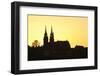 Silhouette of the Cathedral at Sunset, Grossbasel, Basel, Canton Basel Stadt, Switzerland, Europe-Markus Lange-Framed Photographic Print