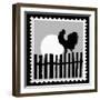 Silhouette Of The Cock On Postage Stamps-basel101658-Framed Art Print