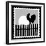 Silhouette Of The Cock On Postage Stamps-basel101658-Framed Art Print