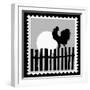 Silhouette Of The Cock On Postage Stamps-basel101658-Framed Art Print