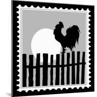 Silhouette Of The Cock On Postage Stamps-basel101658-Mounted Art Print