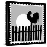 Silhouette Of The Cock On Postage Stamps-basel101658-Stretched Canvas