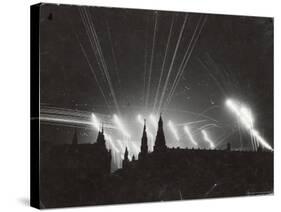 Silhouette of the Embattled Kremlin During German Bombing Raid on the City-Margaret Bourke-White-Stretched Canvas