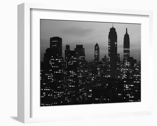 Silhouette of the Empire State Building and Other Buildings without Light During Wartime-Andreas Feininger-Framed Photographic Print