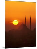 Silhouette of the Faith Mosque at Sunset, Istanbul, Turkey-Ali Kabas-Mounted Premium Photographic Print