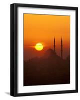 Silhouette of the Faith Mosque at Sunset, Istanbul, Turkey-Ali Kabas-Framed Photographic Print