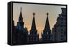 Silhouette of the History Museum and Resurrection Gate on Red Square at Sunset-Michael-Framed Stretched Canvas