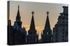 Silhouette of the History Museum and Resurrection Gate on Red Square at Sunset-Michael-Stretched Canvas