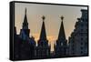 Silhouette of the History Museum and Resurrection Gate on Red Square at Sunset-Michael-Framed Stretched Canvas