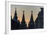 Silhouette of the History Museum and Resurrection Gate on Red Square at Sunset-Michael-Framed Photographic Print