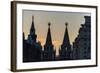 Silhouette of the History Museum and Resurrection Gate on Red Square at Sunset-Michael-Framed Photographic Print