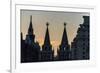 Silhouette of the History Museum and Resurrection Gate on Red Square at Sunset-Michael-Framed Photographic Print