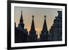 Silhouette of the History Museum and Resurrection Gate on Red Square at Sunset-Michael-Framed Photographic Print