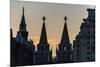 Silhouette of the History Museum and Resurrection Gate on Red Square at Sunset-Michael-Mounted Photographic Print