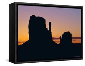 Silhouette of the Mittens at Sunrise, Monument Valley, Utah, USA-Jean Brooks-Framed Stretched Canvas