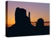 Silhouette of the Mittens at Sunrise, Monument Valley, Utah, USA-Jean Brooks-Stretched Canvas