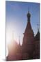 Silhouette of the Onion Domes of St. Basil's Cathedral in Red Square, Moscow, Russia, Europe-Martin Child-Mounted Photographic Print