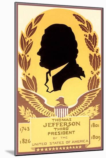 Silhouette of Thomas Jefferson-null-Mounted Art Print