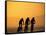 Silhouette of Three Men Riding on the Beach-Mitch Diamond-Framed Stretched Canvas