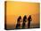 Silhouette of Three Men Riding on the Beach-Mitch Diamond-Stretched Canvas