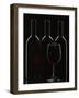 Silhouette of Three Red Wine Bottles and One Red Wine Glass-Walter Cimbal-Framed Photographic Print