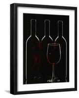 Silhouette of Three Red Wine Bottles and One Red Wine Glass-Walter Cimbal-Framed Photographic Print