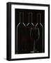 Silhouette of Three Red Wine Bottles and One Red Wine Glass-Walter Cimbal-Framed Photographic Print