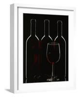 Silhouette of Three Red Wine Bottles and One Red Wine Glass-Walter Cimbal-Framed Photographic Print