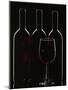 Silhouette of Three Red Wine Bottles and One Red Wine Glass-Walter Cimbal-Mounted Photographic Print