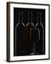 Silhouette of Three Red Wine Bottles and One Red Wine Glass-Walter Cimbal-Framed Photographic Print