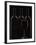 Silhouette of Three Red Wine Bottles and One Red Wine Glass-Walter Cimbal-Framed Photographic Print