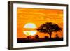 Silhouette of Trees in Forest at Dusk, Ndutu, Ngorongoro Conservation Area, Tanzania-null-Framed Premium Photographic Print