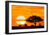 Silhouette of Trees in Forest at Dusk, Ndutu, Ngorongoro Conservation Area, Tanzania-null-Framed Photographic Print