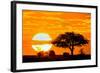 Silhouette of Trees in Forest at Dusk, Ndutu, Ngorongoro Conservation Area, Tanzania-null-Framed Photographic Print