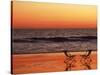 Silhouette of Two Chairs on the Beach-Mitch Diamond-Stretched Canvas