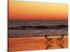 Silhouette of Two Chairs on the Beach-Mitch Diamond-Stretched Canvas