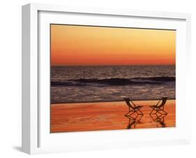 Silhouette of Two Chairs on the Beach-Mitch Diamond-Framed Photographic Print