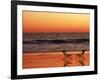 Silhouette of Two Chairs on the Beach-Mitch Diamond-Framed Photographic Print