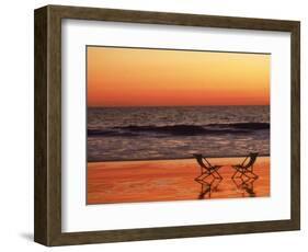 Silhouette of Two Chairs on the Beach-Mitch Diamond-Framed Photographic Print