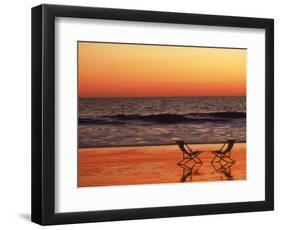 Silhouette of Two Chairs on the Beach-Mitch Diamond-Framed Photographic Print