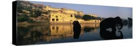 Silhouette of Two Elephants in a River, Amber Fort, Jaipur, Rajasthan, India-null-Stretched Canvas