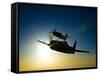 Silhouette of Two Grumman F8F Bearcats in Flight-Stocktrek Images-Framed Stretched Canvas