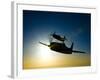 Silhouette of Two Grumman F8F Bearcats in Flight-Stocktrek Images-Framed Photographic Print