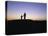 Silhouette of Two People at the Archaeological Area, Kish, Iraq, Middle East-Nico Tondini-Stretched Canvas