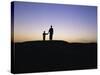 Silhouette of Two People at the Archaeological Area, Kish, Iraq, Middle East-Nico Tondini-Stretched Canvas