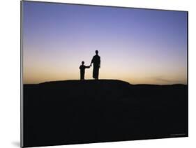 Silhouette of Two People at the Archaeological Area, Kish, Iraq, Middle East-Nico Tondini-Mounted Photographic Print