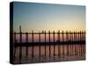 Silhouette of U Bien's Bridge on Lake Taungthaman, Burma-Brian McGilloway-Stretched Canvas