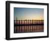 Silhouette of U Bien's Bridge on Lake Taungthaman, Burma-Brian McGilloway-Framed Photographic Print