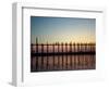 Silhouette of U Bien's Bridge on Lake Taungthaman, Burma-Brian McGilloway-Framed Photographic Print